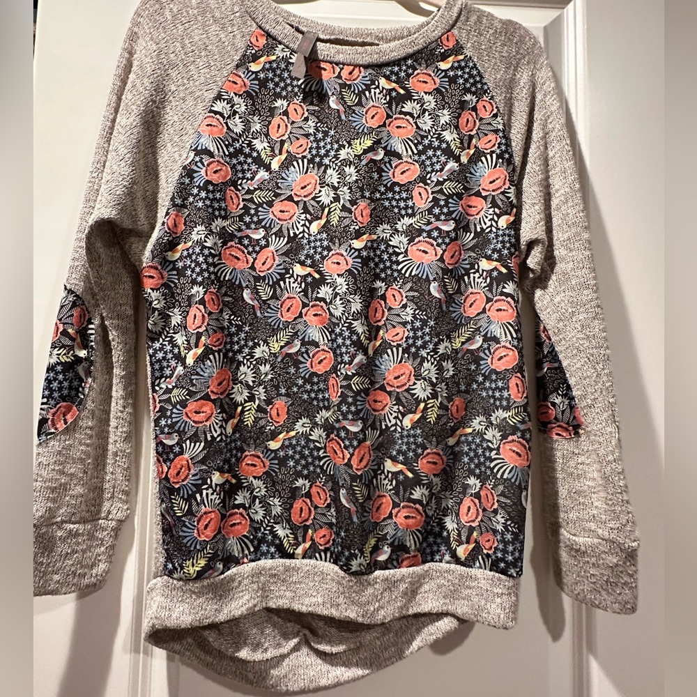 Jesse and J lightweight sweater with elbow patches.